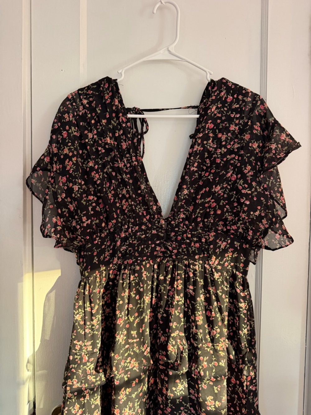 Petal & Pup Black Floral Ruffle Midi Dress - Picture 2 of 6